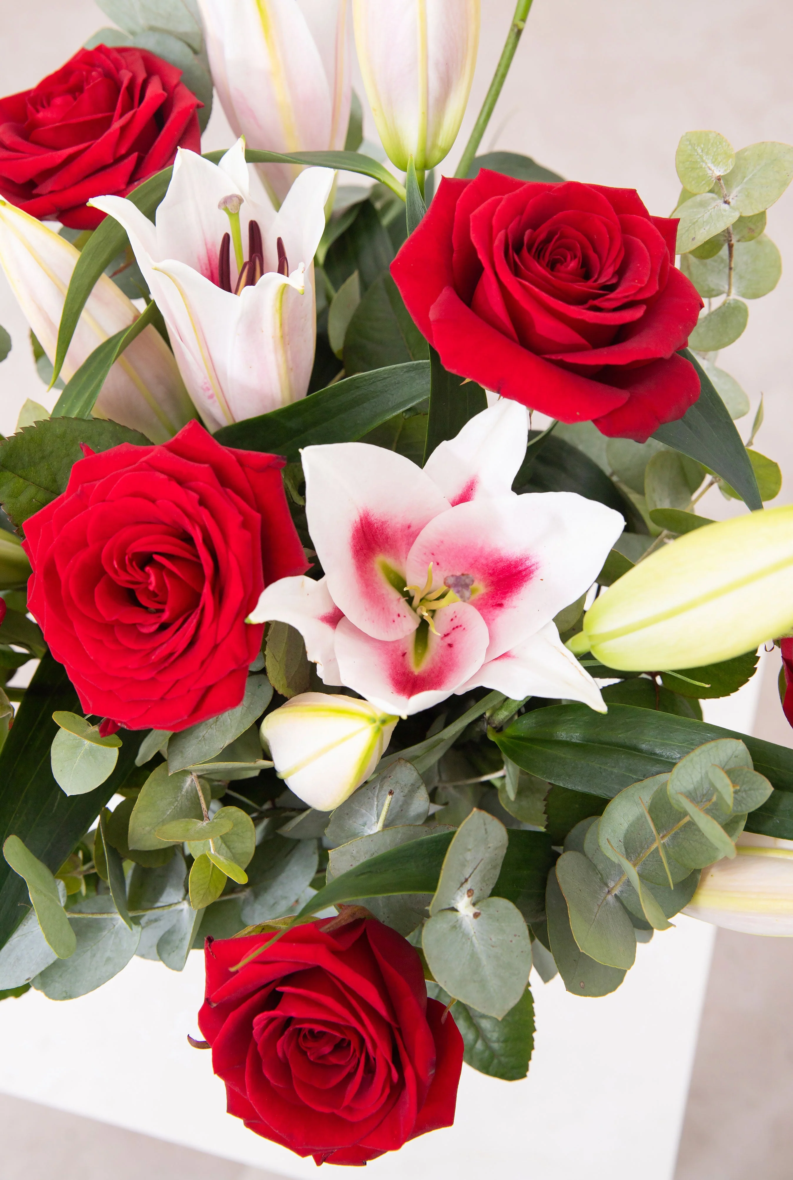 Anniversary Red Roses and Pink Lily - Vase - Image 2